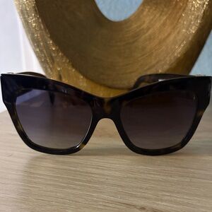 Moschino Tortoiseshell and Gold Chain Accent Sunglasses